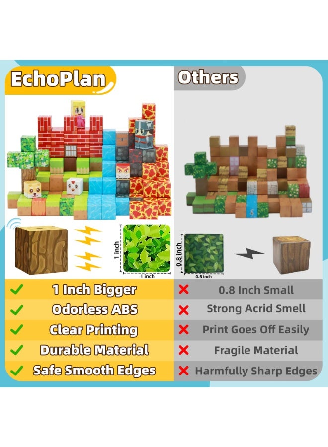 EchoPlan Magnetic Blocks-150PCS Fun Castle Magnetic Building Blocks Magnetic Cubes Stacking, Build Magnetic Blocks Set, STEM Sensory Toys for Kids Boys Girls Ages 3 4 5 6 7 8 9 10， Perfect Gifts for Kids - Image 3