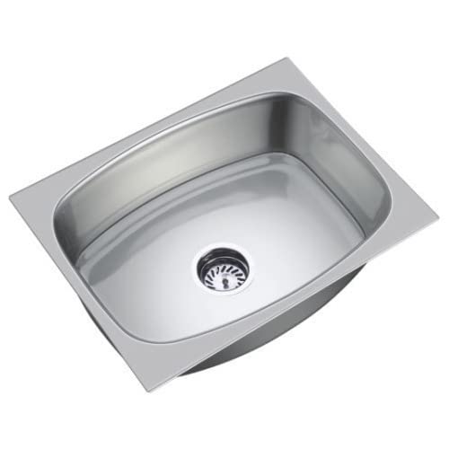 ARQUIN 304 Grade Glossy Finish Stainless Steel Single Bowl Kitchen Sink 24 x 18 x 9 - Image 1