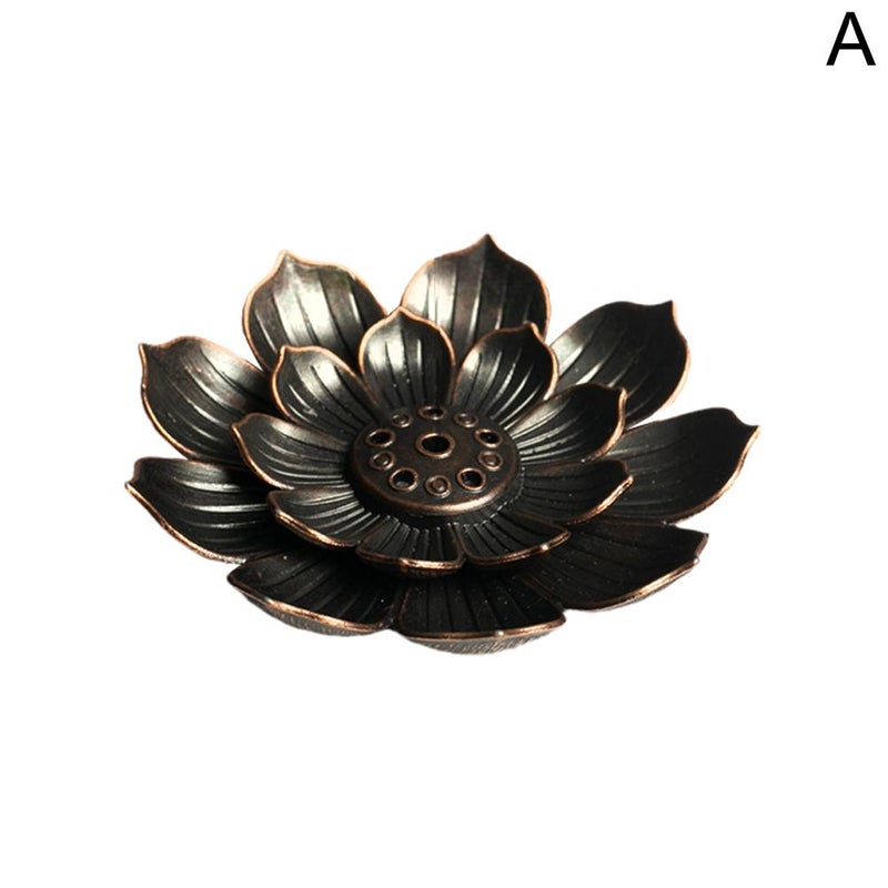 Lotus-shaped incense holder, alloy lotus-shaped multi-hole incense stick base, incense holder, incense burner, incense burner, live streaming accessories for incense sticks. - Image 2