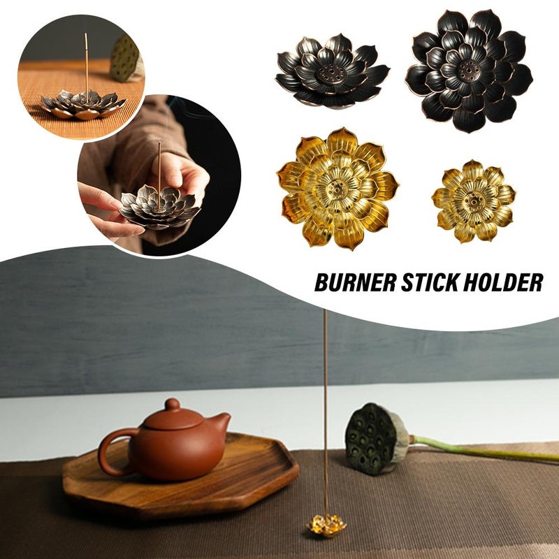 Lotus-shaped incense holder, alloy lotus-shaped multi-hole incense stick base, incense holder, incense burner, incense burner, live streaming accessories for incense sticks. - Image 4