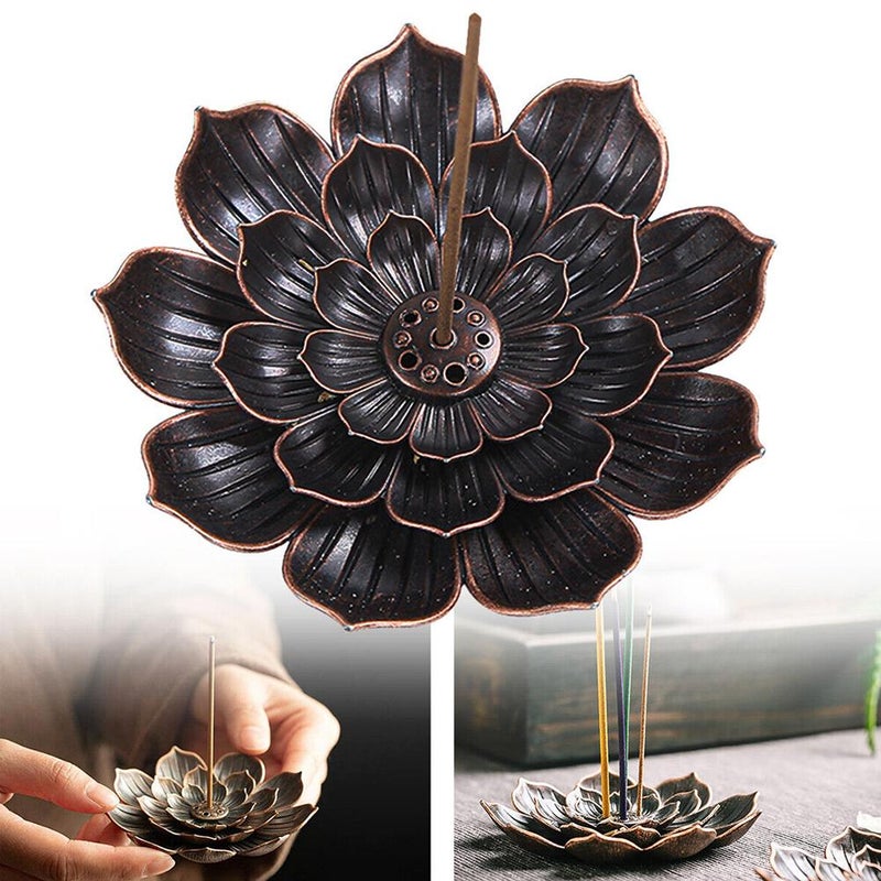 Lotus-shaped incense holder, alloy lotus-shaped multi-hole incense stick base, incense holder, incense burner, incense burner, live streaming accessories for incense sticks. - Image 3