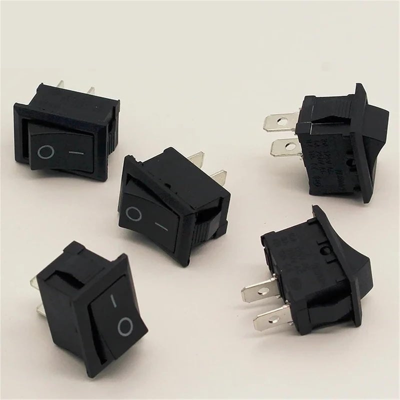 مفتاح روكر أسود تشغيل/إيقاف 2 دبوس 6 أمبير 250 فولت KCD1 تركيب بالضغط 21 مم × 15 مم 5 قطع - Image 3