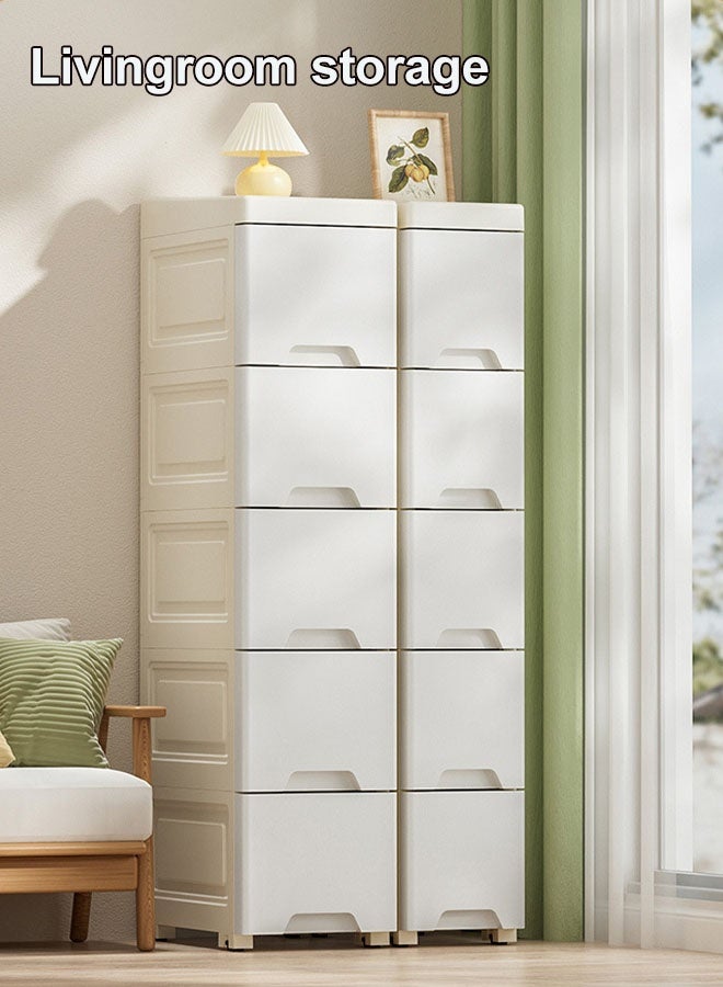 فيفيدوراد تخزين بلاستيكي ضيق 5 طبقات خزانة حمام مع عجلات متحركة، منظم تخزين درج متعدد الوظائف، صندوق حاويات بلاستيكية مقاومة للماء، صندوق تخزين صغير للحمام، خزانة أرضية زاوية للمطبخ، الحمام، غرفة النوم، غرفة المعيشة - Image 4