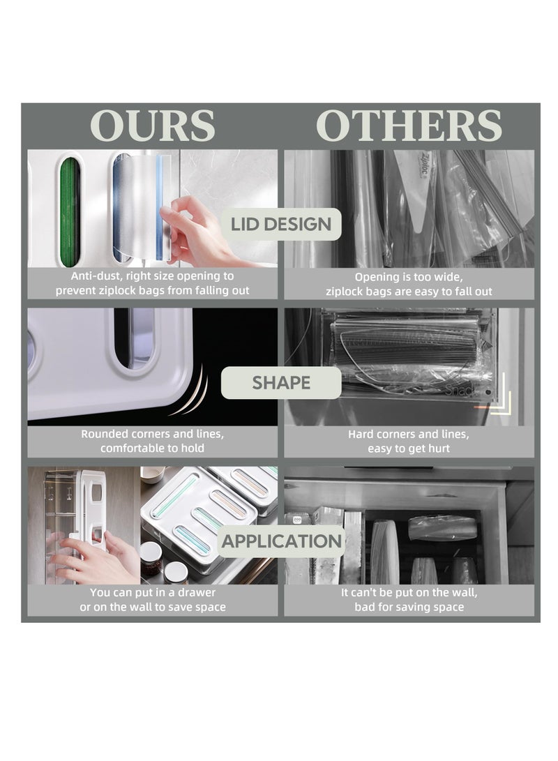 Excefore Ziplock Bag Organizer, Plastic Food Storage Bag Holder, Acrylic Zip Lock Bag Organizer, complicate with Gallon, Quart, Sandwich, Snack, and Slider Bags (Acrylic) - Image 5