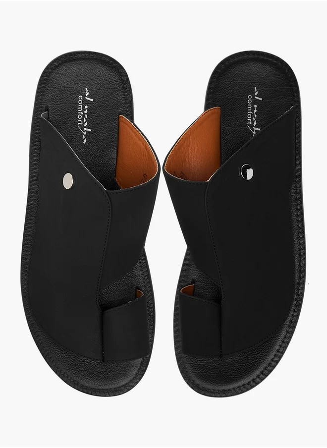 Al Waha Textured Slip-On Arabic Sandals with Toe Loop Detail