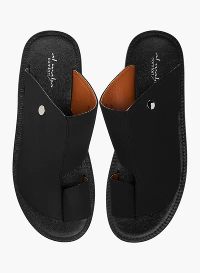 Al Waha Men's Textured Slip-On Arabic Sandals with Toe Loop Detail