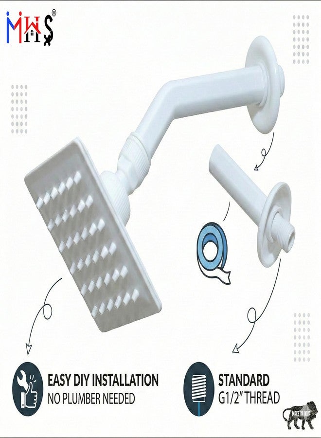 MHS PVC SQUARE OVER HEAD SHOWER WITH SHOWER ARM AND WALL FLANGE WHITE (1) - Image 5