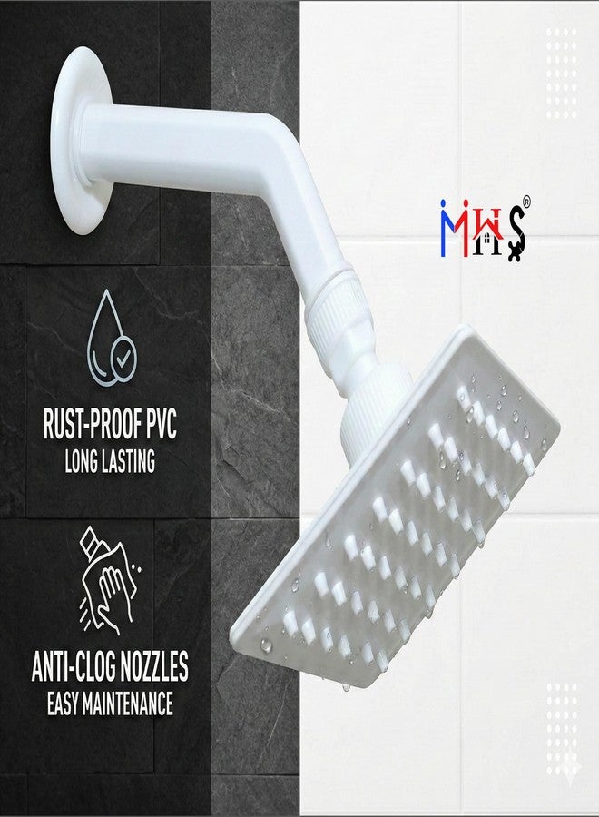 MHS PVC SQUARE OVER HEAD SHOWER WITH SHOWER ARM AND WALL FLANGE WHITE (1) - Image 3