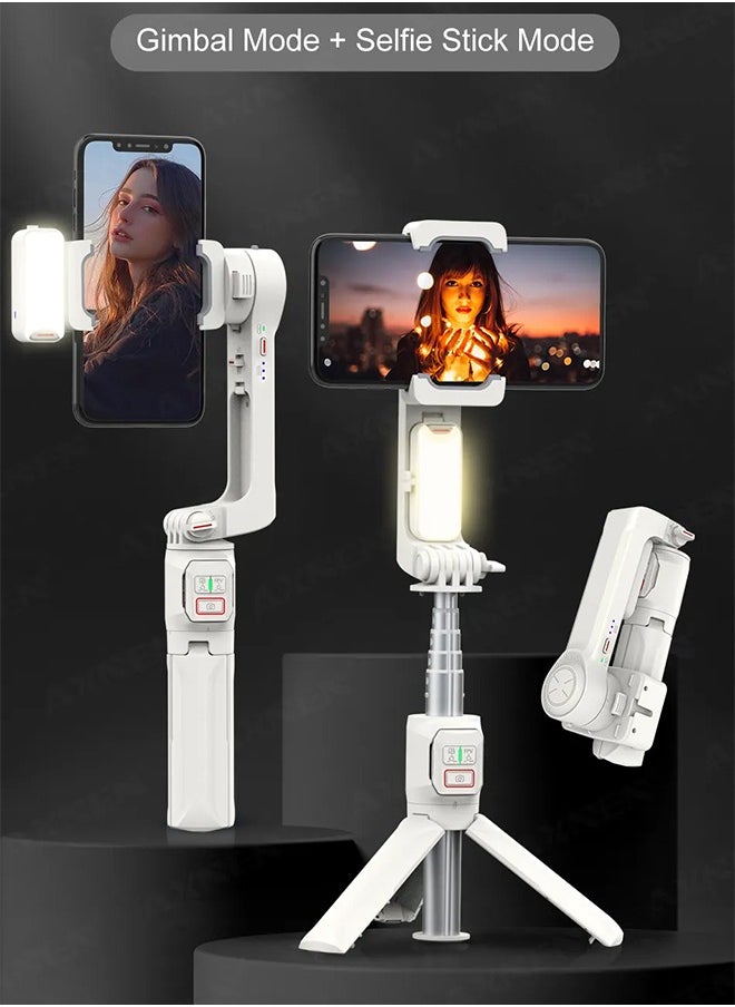 Eworld - A10 Multi-Function Gimbal Stabilizer Selfie Stick, Handheld Gimbal with Fill Light, Telescopic Rod and Selfie Mode for Vlogging, Video Recording and Travel, Universal Compatibility for Smartphones - Image 1