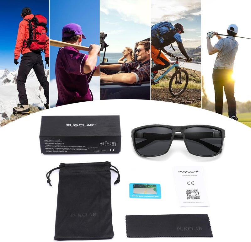 PUKCLAR Sunglasses for Men Polarized - Lightweight TR90 Frame - UV400 Protection - Spring Hinges for Driving and Outdoor Sports - Image 5