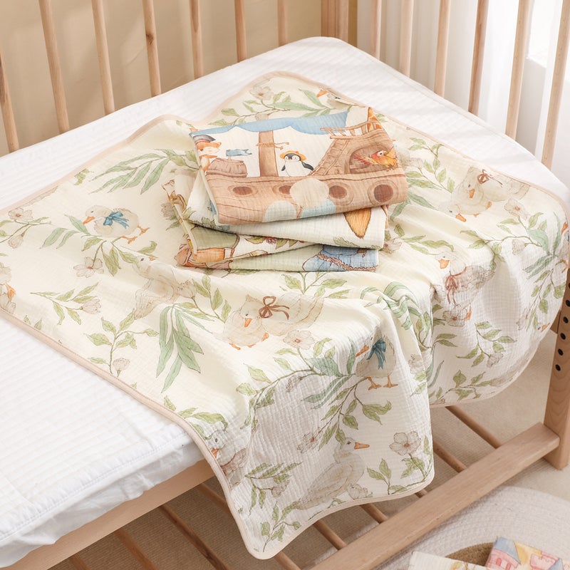 Newborn Gauze Bag Single Two-Layer Baby'S Birthing Room Swaddling Towel Baby Cartoon Printed Cover Blanket Absorbent Bath Towel - Image 4