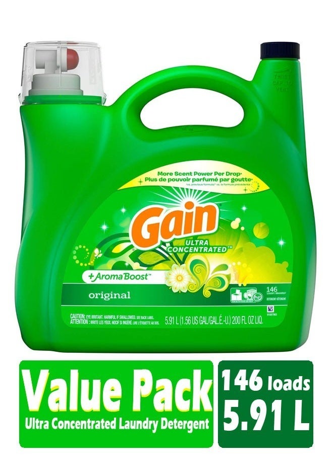 Gain Original Ultra-Concentrated Liquid Laundry Detergent With Scent Booster for Sensitive Skin 146 Loads 5.91L  - Image 1