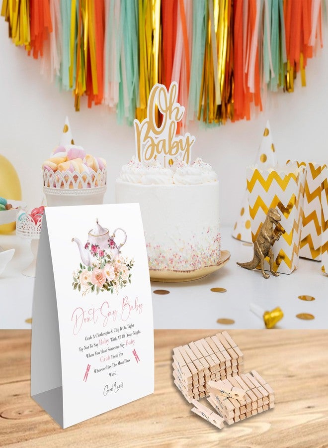 Xenseou Don't Say Baby Game for Baby Shower, 50 Wooden Clothespins and one Sign, Tea Party, Pins for Baby Shower Decorations, Gender Reveal Games, Baby Shower Supplies-BB25 - Image 5