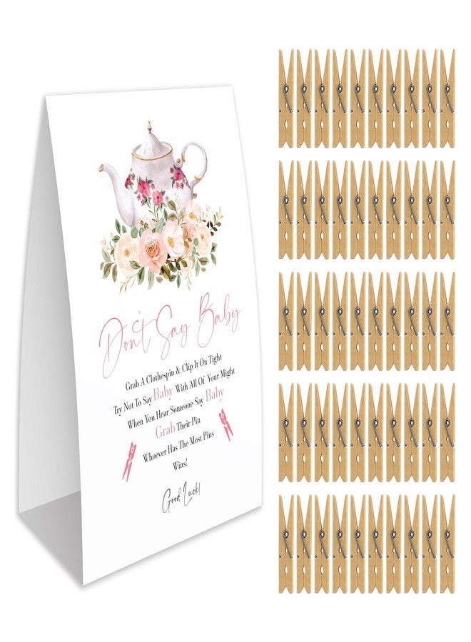 Xenseou Don't Say Baby Game for Baby Shower, 50 Wooden Clothespins and one Sign, Tea Party, Pins for Baby Shower Decorations, Gender Reveal Games, Baby Shower Supplies-BB25 - Image 2