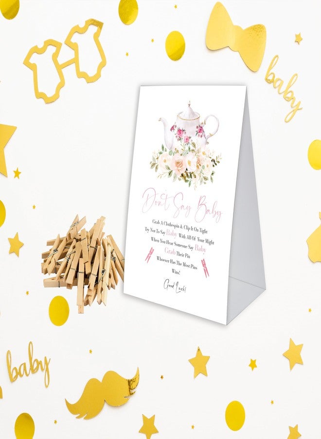 Xenseou Don't Say Baby Game for Baby Shower, 50 Wooden Clothespins and one Sign, Tea Party, Pins for Baby Shower Decorations, Gender Reveal Games, Baby Shower Supplies-BB25 - Image 3