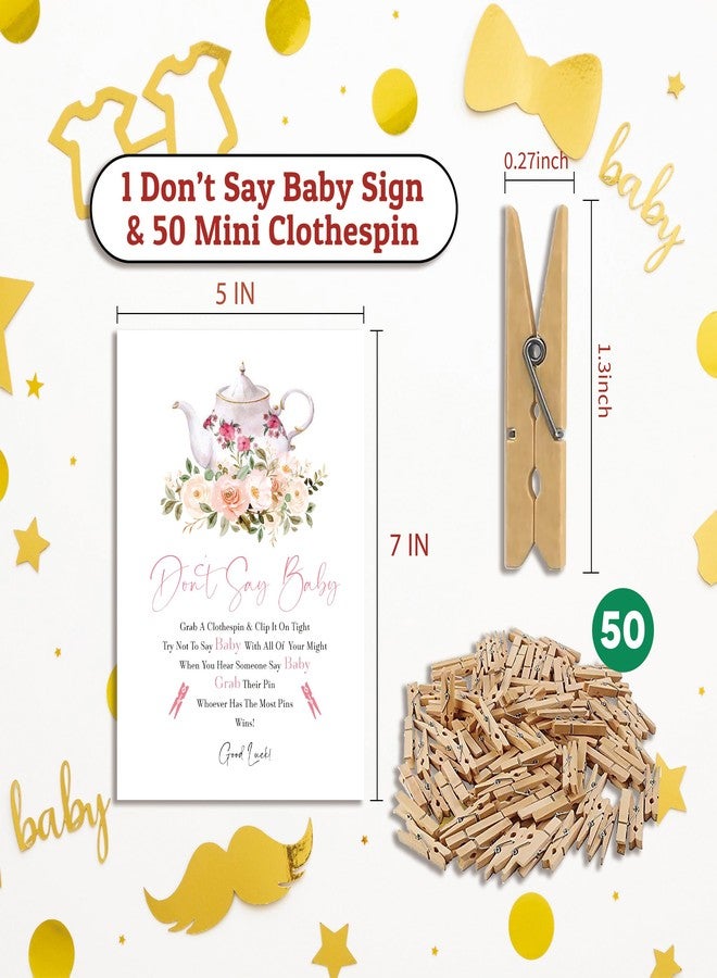 Xenseou Don't Say Baby Game for Baby Shower, 50 Wooden Clothespins and one Sign, Tea Party, Pins for Baby Shower Decorations, Gender Reveal Games, Baby Shower Supplies-BB25 - Image 4