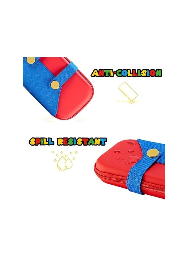 PROMASS Switch Carrying Case Compatible with Switch/Switch OLED, Cute Portable Traveler Protective Switch Carrying Case with 10 Game Card Holders - Red - Image 5