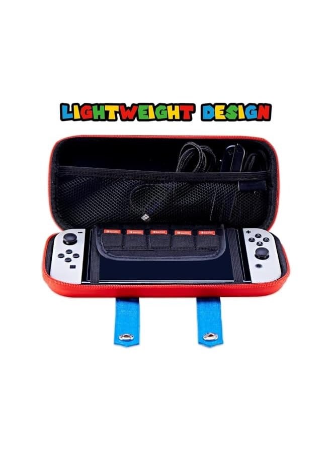 PROMASS Switch Carrying Case Compatible with Switch/Switch OLED, Cute Portable Traveler Protective Switch Carrying Case with 10 Game Card Holders - Red - Image 2