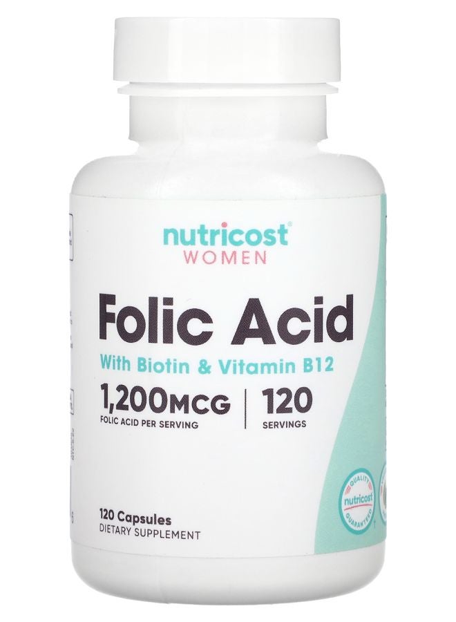Nutricost Women Folic Acid with Biotin & Vitamin B12 120 Capsules