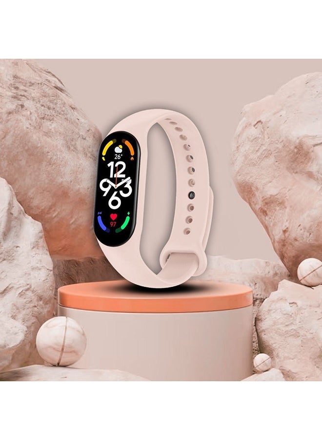 NIBEMINENT Xiaomi Mi Band 7 Replacement Strap Soft Silicone Watch Band Sport Wristband Bracelet Compatible with Mi Band 7 Smart Fitness Tracker 2022 Release Pink Sand  - Image 5
