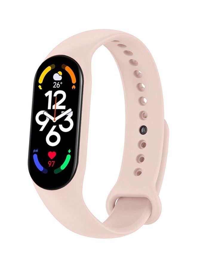 NIBEMINENT Xiaomi Mi Band 7 Replacement Strap Soft Silicone Watch Band Sport Wristband Bracelet Compatible with Mi Band 7 Smart Fitness Tracker 2022 Release Pink Sand  - Image 1