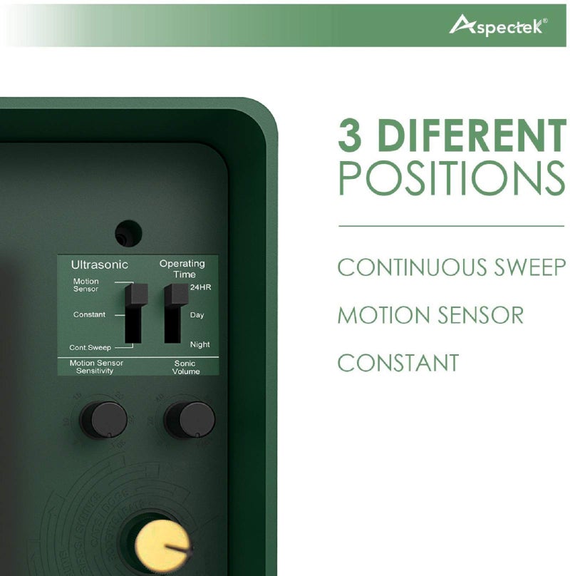 ASPECTEK Yard Sentinel Outdoor Ultrasonic Animal Repeller with Motion Sensor, Adjustable Volume, Waterproof, Extension Cord, Powerful Repel for Squirrel, Raccoon, Skunk, Rabbit, Fox, Deer, Etc - Image 3