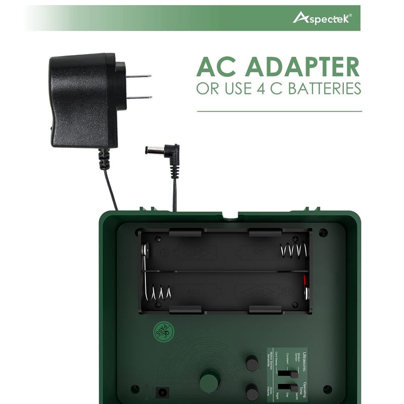 ASPECTEK Yard Sentinel Outdoor Ultrasonic Animal Repeller with Motion Sensor, Adjustable Volume, Waterproof, Extension Cord, Powerful Repel for Squirrel, Raccoon, Skunk, Rabbit, Fox, Deer, Etc - Image 4
