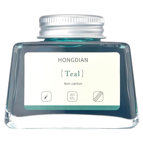 Asvine Hongdian Fountain Pen Bottled Ink Teal Color, 60ml Non Carbon Inkwell Bottle, Artist Calligraphy Ink - Image 2