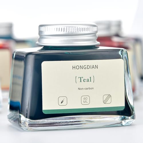 Asvine Hongdian Fountain Pen Bottled Ink Teal Color, 60ml Non Carbon Inkwell Bottle, Artist Calligraphy Ink - Image 4