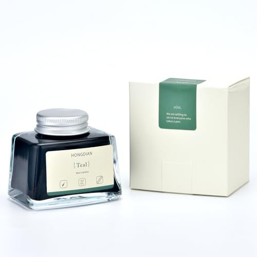 Asvine Hongdian Fountain Pen Bottled Ink Teal Color, 60ml Non Carbon Inkwell Bottle, Artist Calligraphy Ink - Image 3