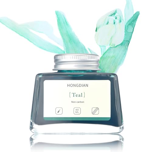 Asvine Hongdian Fountain Pen Bottled Ink Teal Color, 60ml Non Carbon Inkwell Bottle, Artist Calligraphy Ink - Image 1