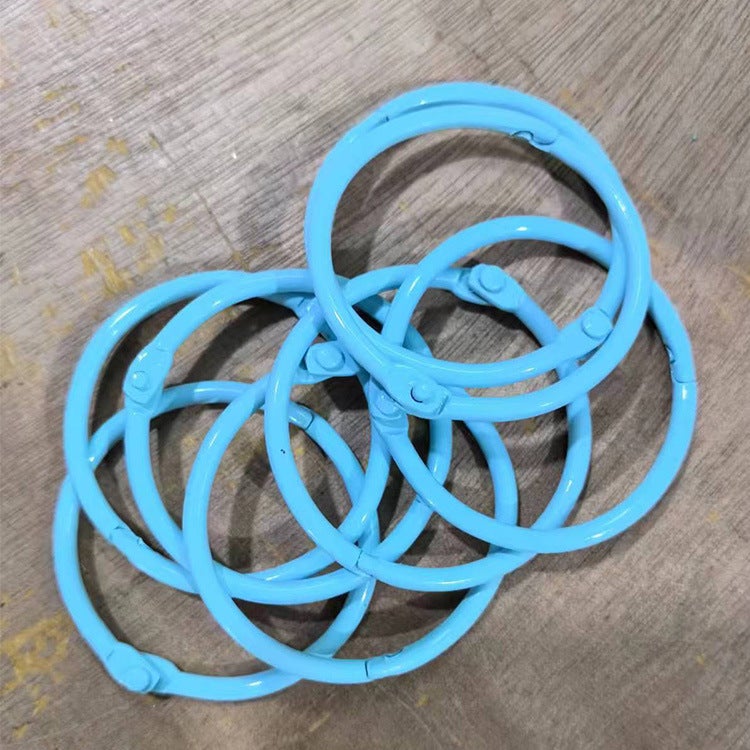 DIY 45mm Colorful Iron Painted Book Rings Keychain Clips Light blue 
