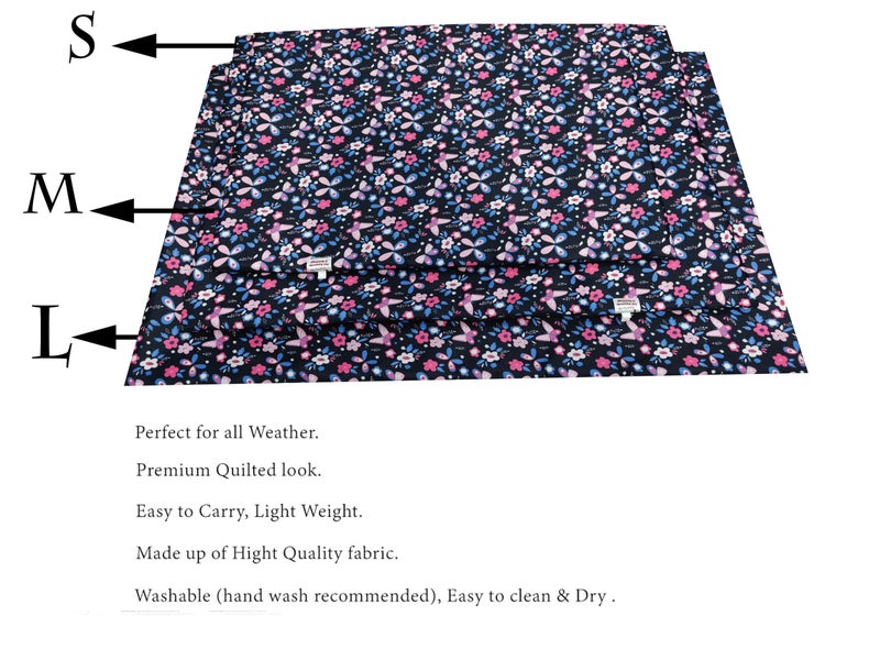 D&C PAWS Pet Bed Mattress 71 X 55 CM | Washable Pet Bed| Light Weighted Dog Flat Mat I Mat for Dogs & Cats, Comfort Soft Heat Relief Pressure Bed, Car Seats, Beds for Summer (Black Flower, Small) - Image 5