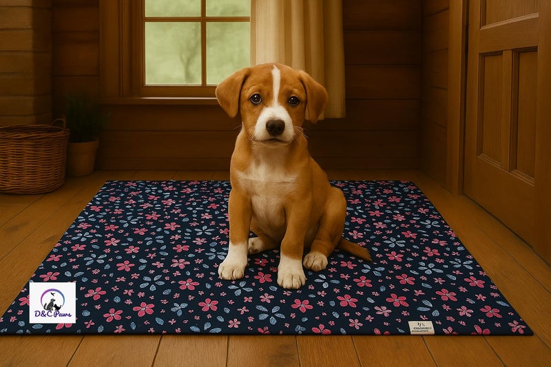 D&C PAWS Pet Bed Mattress 71 X 55 CM | Washable Pet Bed| Light Weighted Dog Flat Mat I Mat for Dogs & Cats, Comfort Soft Heat Relief Pressure Bed, Car Seats, Beds for Summer (Black Flower, Small) - Image 3