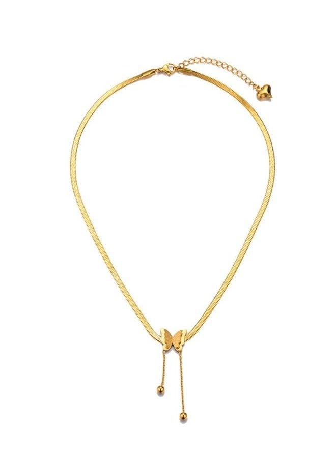 قلادة أنيقة باللون الذهبي على شكل فراشة وسلسلة الترقوة للنساء مجوهرات كهدية زفاف - Image 2