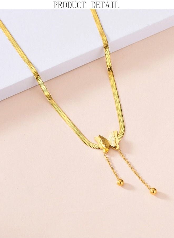قلادة أنيقة باللون الذهبي على شكل فراشة وسلسلة الترقوة للنساء مجوهرات كهدية زفاف - Image 3