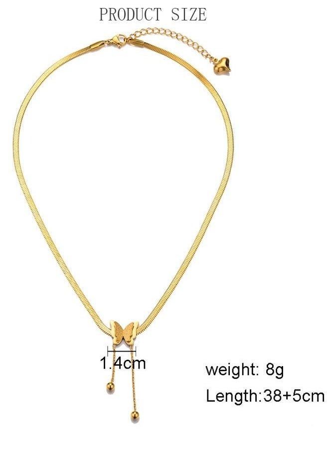 قلادة أنيقة باللون الذهبي على شكل فراشة وسلسلة الترقوة للنساء مجوهرات كهدية زفاف - Image 5