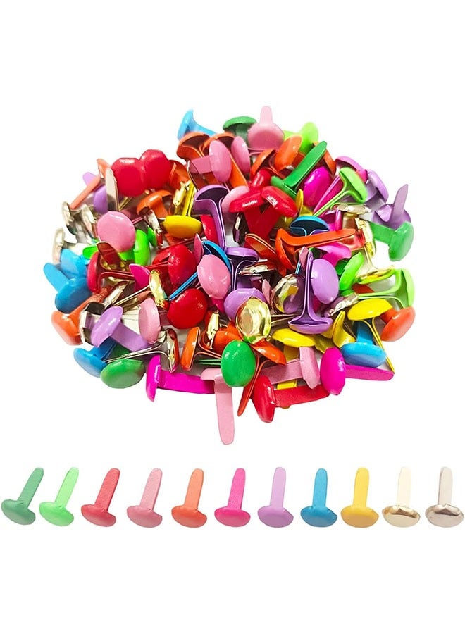 100pcs Paper Fasteners Brads,   Round Metal Art Fasteners Brass Decorative Pinsfor Art Crafting School Project Decorative Scrapbooking DIY Supplies, Mixed Colors - Image 1