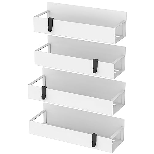 HuggieGems 4 Pack Magnetic Spice Storage Rack Organizer for Refrigerator and Oven, White Fridge Organizers and Storage - Image 5