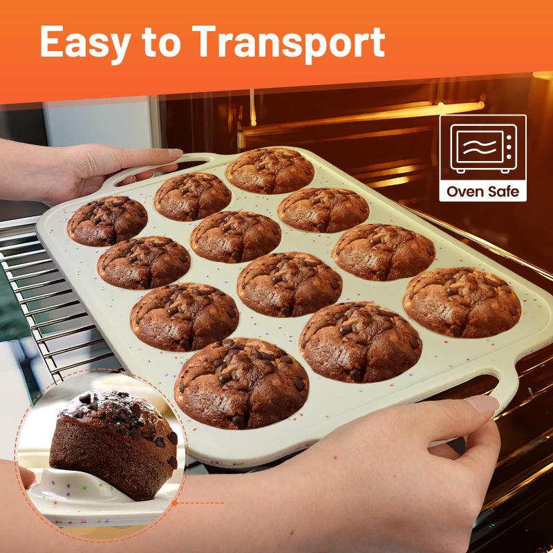 Vinino 2Pack Silicone Muffin Pan For Baking With Metal Reinforced Frame  12 Cup Regular Size Cupcake Pan  Bpa Free Silicone Muffin Tray  Cupcake Baking Pan Molds For Oven Dishwasher Safe - Image 4