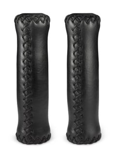 Cruiser Bike Handlebar Grips, Anti-Slip & Comfortable Black Vinyl Leather Grips in 13.5cm with Hand-Stitched Seam for 22.2mm (7/8") Beach Cruiser Bicycle Handlebar for Woman & Man