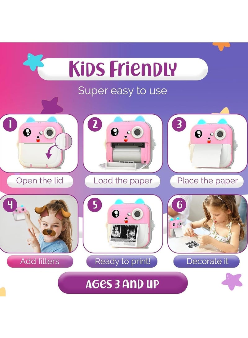 Instant Print Camera for Kids - 1080P HD, 48MP, 32G Card, Bluetooth, Free App, Fun Filters, Gift for Boys and Girls - Image 5