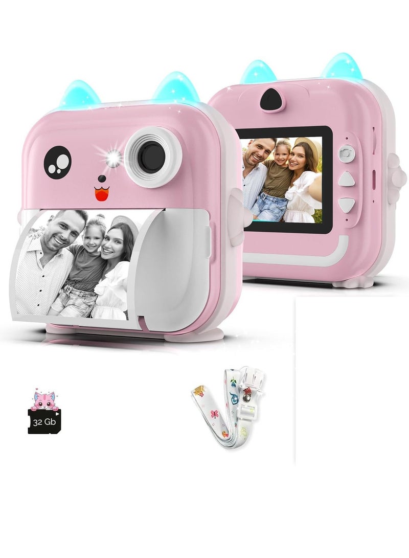 Instant Print Camera for Kids - 1080P HD, 48MP, 32G Card, Bluetooth, Free App, Fun Filters, Gift for Boys and Girls - Image 1