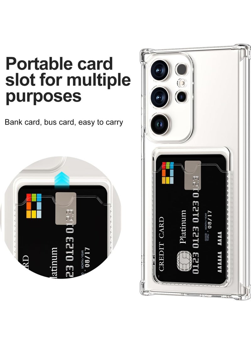 Generic Wallet Phone Case Slim Fit Card Slot Transparent Case Protective Soft Shockproof Case with Card Holder For Samsung Galaxy S23 Ultra  - Image 3