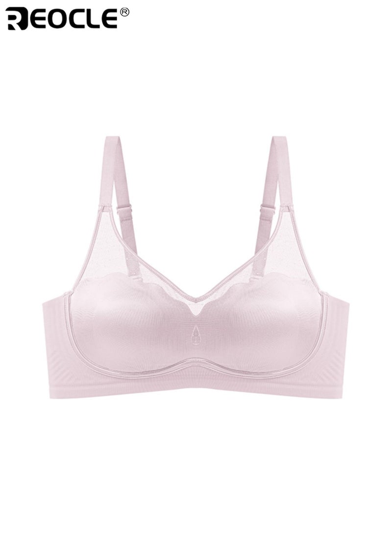 REOCLE Women's Lace-Trimmed Wireless Bra with Adjustable Straps Comfortable Padded Bra for Daily Wear Casual & Elegant Styling - Image 1