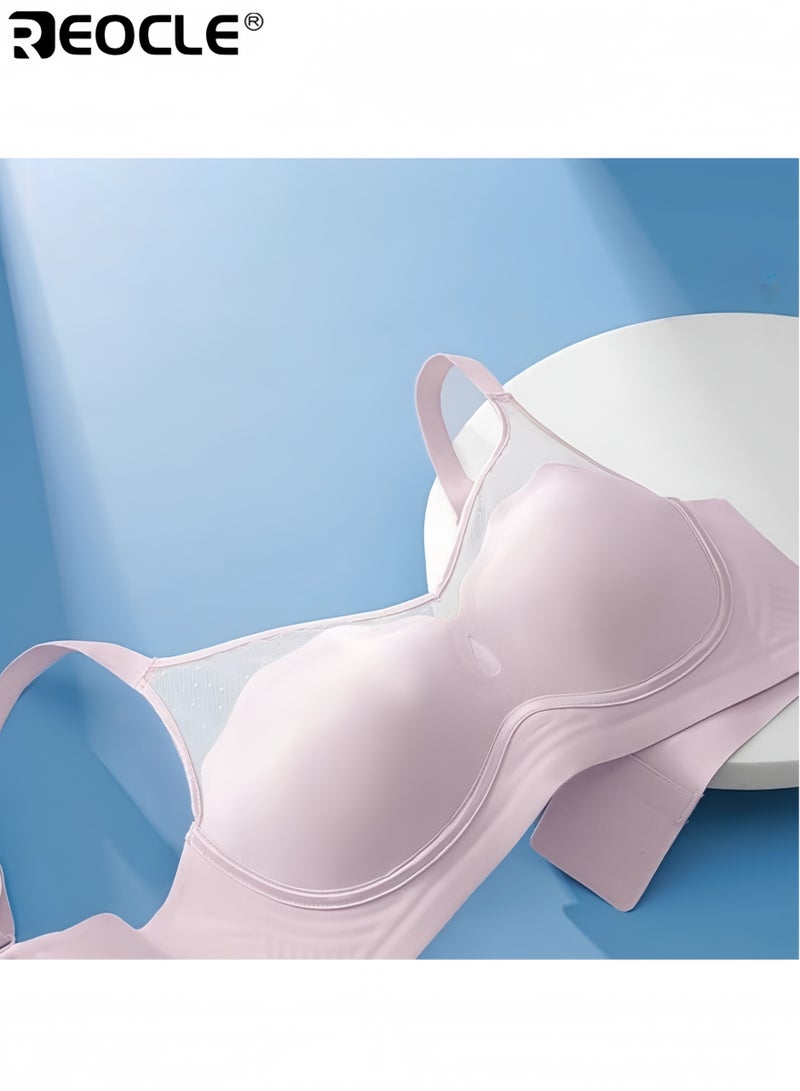 REOCLE Women's Lace-Trimmed Wireless Bra with Adjustable Straps Comfortable Padded Bra for Daily Wear Casual & Elegant Styling - Image 5