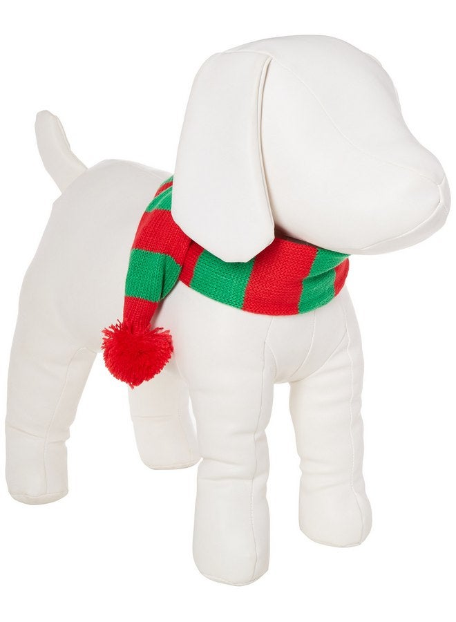 Alemon Stripe Pet Xmas Costume Christmas Scarf for Small Dogs & Cats Holiday Accessory, Red Green Stripe Small/Medium - Image 1