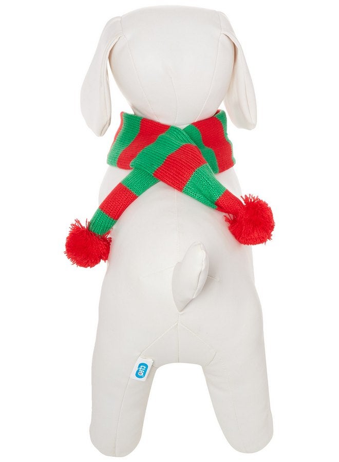 Alemon Stripe Pet Xmas Costume Christmas Scarf for Small Dogs & Cats Holiday Accessory, Red Green Stripe Small/Medium - Image 2