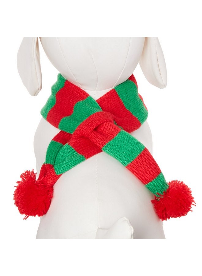 Alemon Stripe Pet Xmas Costume Christmas Scarf for Small Dogs & Cats Holiday Accessory, Red Green Stripe Small/Medium - Image 3