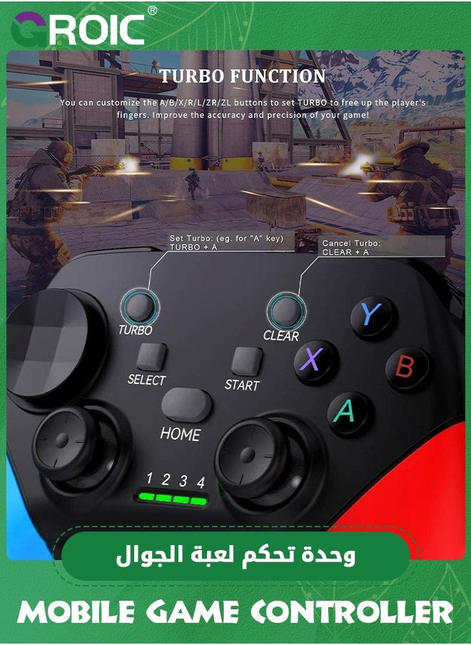 GROIC Game Controller for iPhone/iOS/Android/PC/Steam Deck with Phone Holder, Turbo, Wireless Gamepad Joystick for iPhone 15/14/13/12/iPad/MacBook/Samsung Galaxy/Tablet, Call of Duty, Apex  - Image 3
